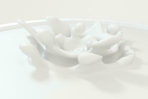 White wave liquid ripples by fluid simulation, 3d rendering photo