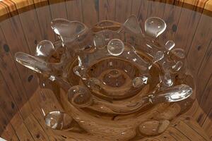 Transparent wave liquid ripples by fluid simulation, 3d rendering photo