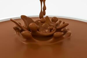 Wave chocolate ripples by fluid simulation, 3d rendering photo