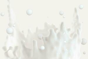Purity splashing milk with crown shapes, 3d rendering. photo