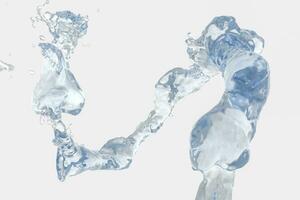 pureza salpicaduras agua con creativo formas, 3d representación. foto