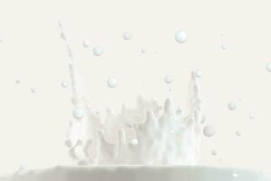 Purity splashing milk with crown shapes, 3d rendering. photo