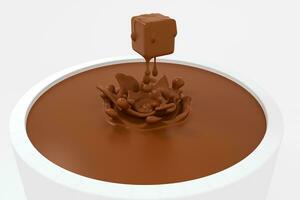 Wave chocolate ripples by fluid simulation, 3d rendering photo