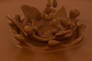 Wave chocolate ripples by fluid simulation, 3d rendering photo