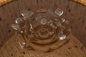 Transparent wave liquid ripples by fluid simulation, 3d rendering photo