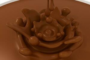 Wave chocolate ripples by fluid simulation, 3d rendering photo