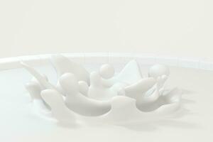 White wave liquid ripples by fluid simulation, 3d rendering photo