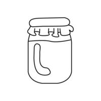 Vector linear illustration of a jar of honey, in doodle style