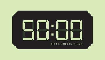 50 Minute Timer Icon, Digital Clock. Retro Led Design. Isolated Vector