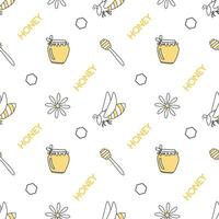Vector seamless honey pattern, doodle style.