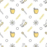 Vector seamless honey pattern, doodle style.