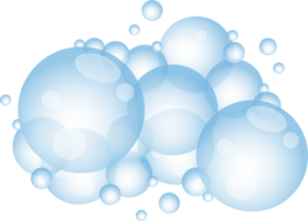 Cartoon soap foam with bubbles. Light blue suds of bath, shampoo, shaving, mousse. png