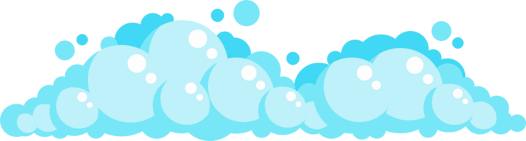 Cartoon soap foam set with bubbles. Light blue suds of bath, shampoo, shaving, mousse. png