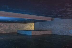 The dark abandoned room, creative architectural construction, 3d rendering. photo