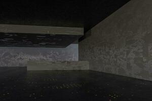 The dark abandoned room, creative architectural construction, 3d rendering. photo