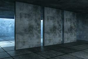 3d rendering, the abandoned empty room at night. photo