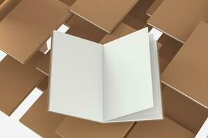 The brown blank opening notebook background, 3d rendering. photo