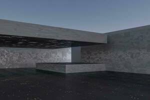 The dark abandoned room, creative architectural construction, 3d rendering. photo