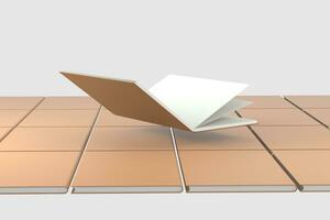 The brown blank opening notebook background, 3d rendering. photo