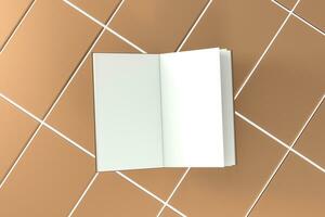 The brown blank opening notebook background, 3d rendering. photo