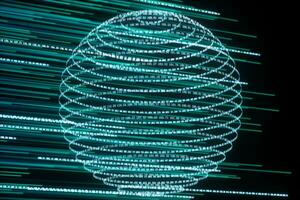 Digital lines made of numbers, globe big data background, 3d rendering photo