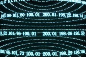 Digital lines made of numbers, globe big data background, 3d rendering photo