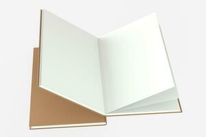 The brown blank opening notebook background, 3d rendering. photo