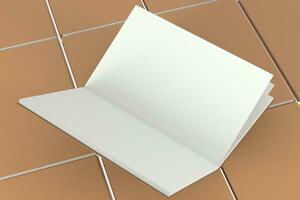 The brown blank opening notebook background, 3d rendering. photo