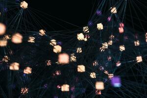 Glowing nodes with variational lines, 3d rendering photo