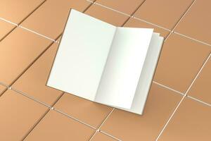 el marrón blanco apertura cuaderno fondo, 3d representación. foto