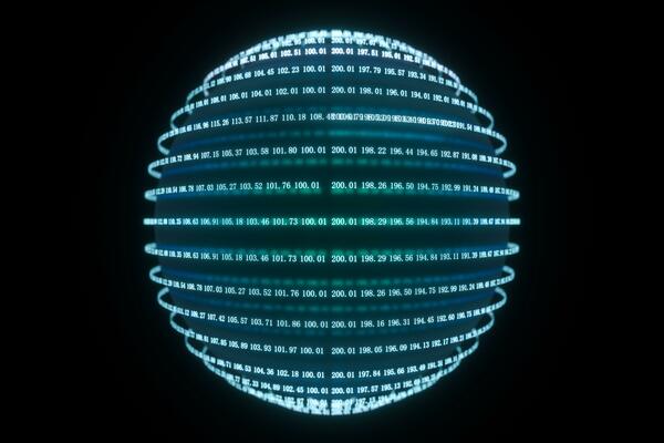 Digital lines made of numbers, globe big data background, 3d rendering