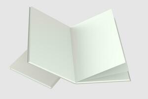 el blanco apertura cuaderno fondo, 3d representación. foto