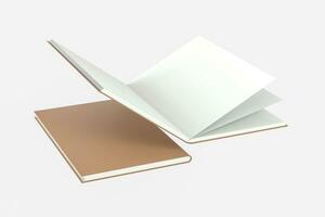 el marrón blanco apertura cuaderno fondo, 3d representación. foto