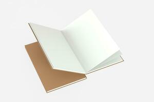 The brown blank opening notebook background, 3d rendering. photo