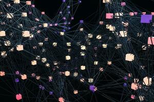 brillante nodos con variacional líneas, 3d representación foto