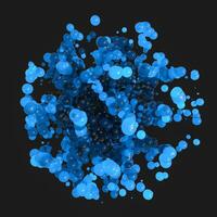 Glowing and flying spheres with dark background, 3d rendering photo