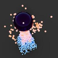 Glowing rising spheres with dark background, 3d rendering. photo