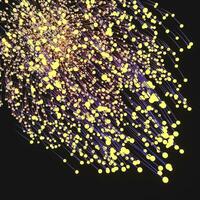 Glowing yellow lines and dots with dark background, 3d rendering. photo