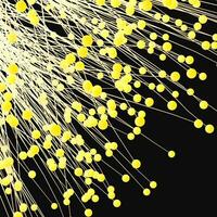 Glowing yellow lines and dots with dark background, 3d rendering. photo