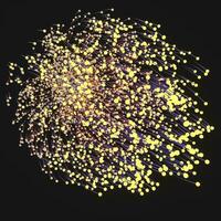 Glowing yellow lines and dots with dark background, 3d rendering. photo