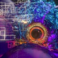 Abstract mechanical eyeball with high-tech line, 3d rendering. photo