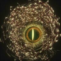 Abstract mechanical eyeball with high-tech line, 3d rendering. photo