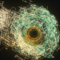 Abstract mechanical eyeball with high-tech line, 3d rendering. photo
