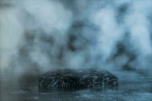 An empty concrete room filled with mist, 3d rendering photo