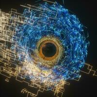 Abstract mechanical eyeball with high-tech line, 3d rendering. photo