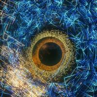 Abstract mechanical eyeball with high-tech line, 3d rendering. photo