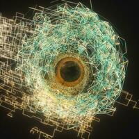 Abstract mechanical eyeball with high-tech line, 3d rendering. photo