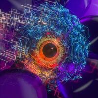 Abstract mechanical eyeball with high-tech line, 3d rendering. photo