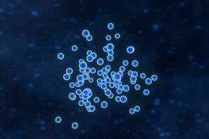 Infectious virus with surface details on blue background, 3d rendering. photo