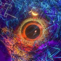 Abstract mechanical eyeball with high-tech line, 3d rendering. photo